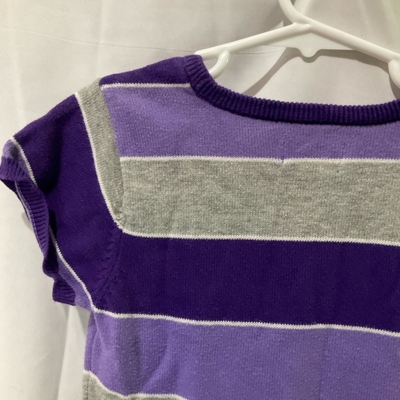 Children’s Place Girls Striped Everyday Short Sleeve Dress Size 5/6 Purple/Grey - Picture 4 of 16